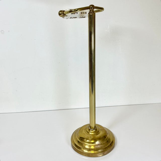 Mid-Century Hollywood Regency Brass Freestanding Toilet Paper Holder For Sale - Image 12 of 12
