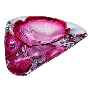 Vintage Pink Triangular Ashtray in Murano Glass, 1960s For Sale