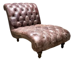 Double Wide Tufted Leather Chaise Lounge