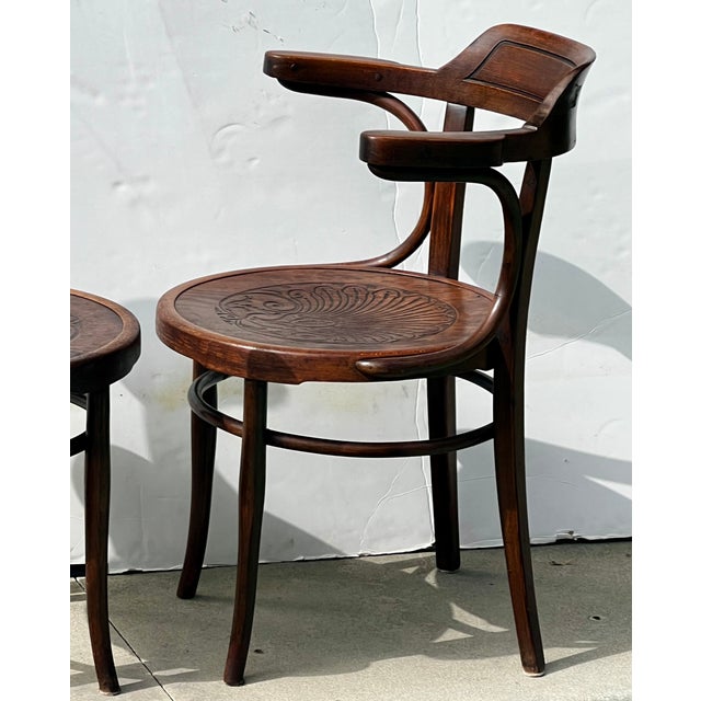 Brown Pair of Antique Thonet-Style Bentwood Armchairs For Sale - Image 8 of 12