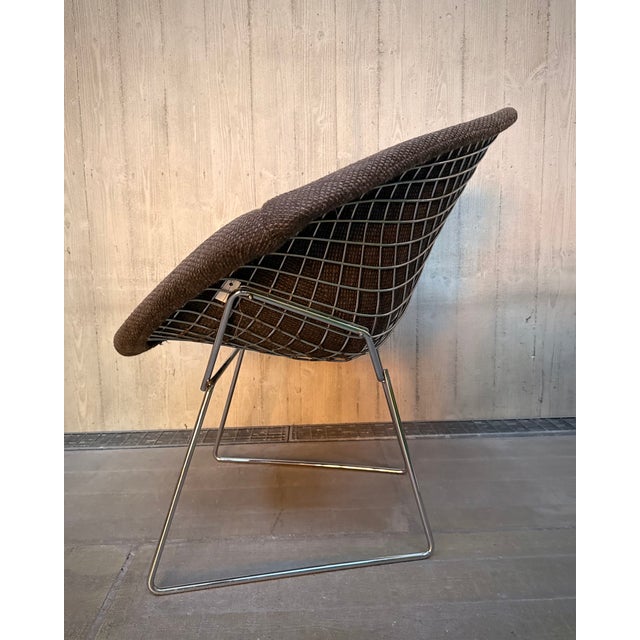 Diamond Chair in Chrome and Brown Upholstery for Knoll International, 1980s For Sale - Image 12 of 16