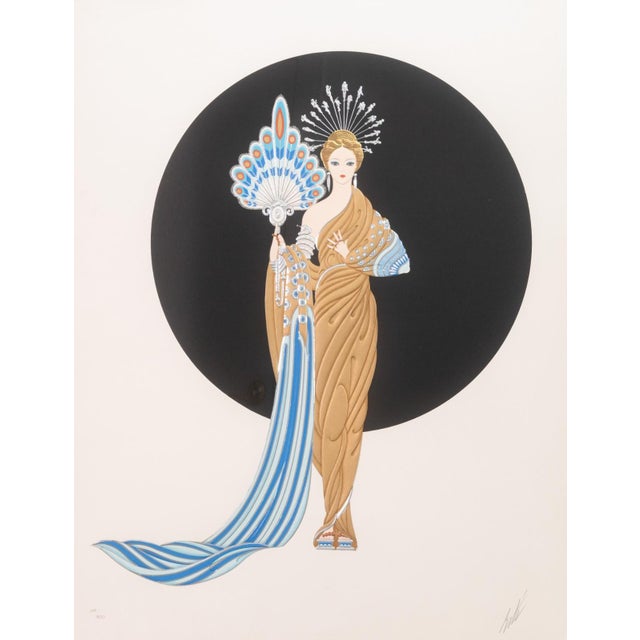 A contemporary Art Deco embossed serigraoh on paper titled "Athena" by Erté. Hand signed on the lower right with an...