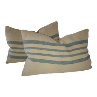 19thc Alpaca Wool Striped Pillows For Sale