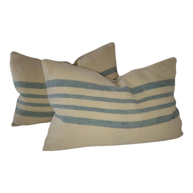 19thc Alpaca Wool Striped Pillows For Sale
