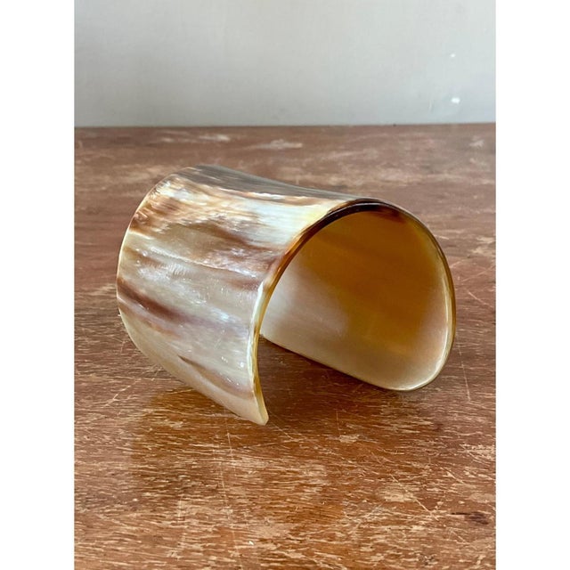 Vintage Faux Buffalo Horn Resin Cuff For Sale - Image 9 of 12