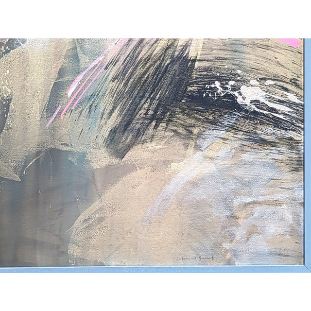 Late 20th Century Lamar Briggs “Scacchi Series No. 6” Modern Gold Mixed Media Abstract Expressionist Painting, 1984 For Sale - Image 5 of 8