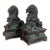 Pair of Miniature Bronze Guardian Lions – 1.8" Foo Dog Statues on Pedestals For Sale