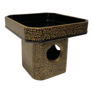 Vintage Japanese Gold and Black Wooden Lacquer Maki-E Offering Stand