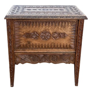 Hand-Carved Antique Marriage Chest For Sale