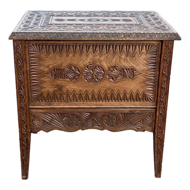 Hand-Carved Antique Marriage Chest For Sale