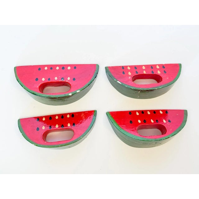 Vintage Folk Art Watermelon Napkin Rings For Sale - Image 12 of 13
