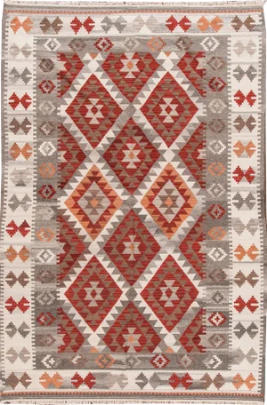 Rust Modern Killim Handmade Wool Rug