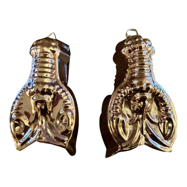 Pair of Late 20th Century Small Lobster Copper Food Molds For Sale