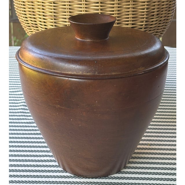 Mid-Century Danish Teak Wood Ice Bucket With Opal Glass Liner For Sale - Image 9 of 15