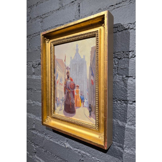 Sky Blue Madaleine Aimé – French Impressionist Fêtes De Gayant Festival in Douai –Oil Painting For Sale - Image 8 of 11