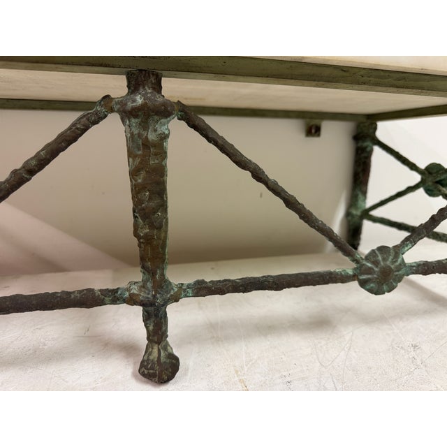 Bronze and Marble Wall-Mounted Console in the style of Giacometti, 1960s For Sale - Image 12 of 15