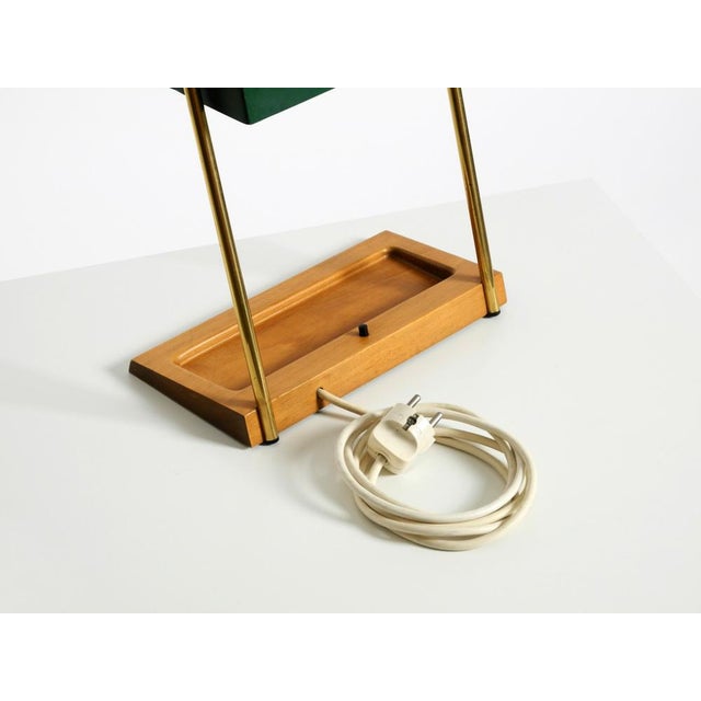 Large Table Lamp with Brass Frame, Teak Base, and Green Lampshade from Temde, 1960s For Sale - Image 18 of 18