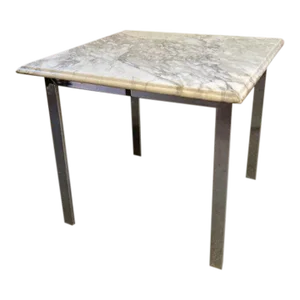 Vintage Mid Century Modern Marble Table With Chrome Legs