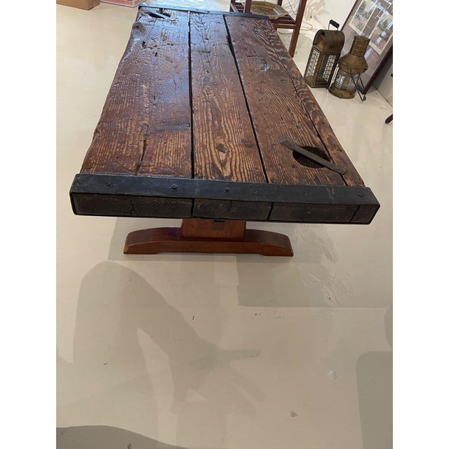 Antique Wooden Ship's Hatch Cover Coffee Table For Sale - Image 9 of 9