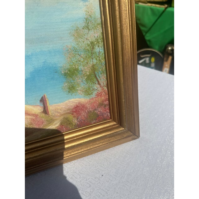 Wood 1990s Small Gold Framed Tree Stump Painting on Canvas, Signed by the Artist For Sale - Image 7 of 7