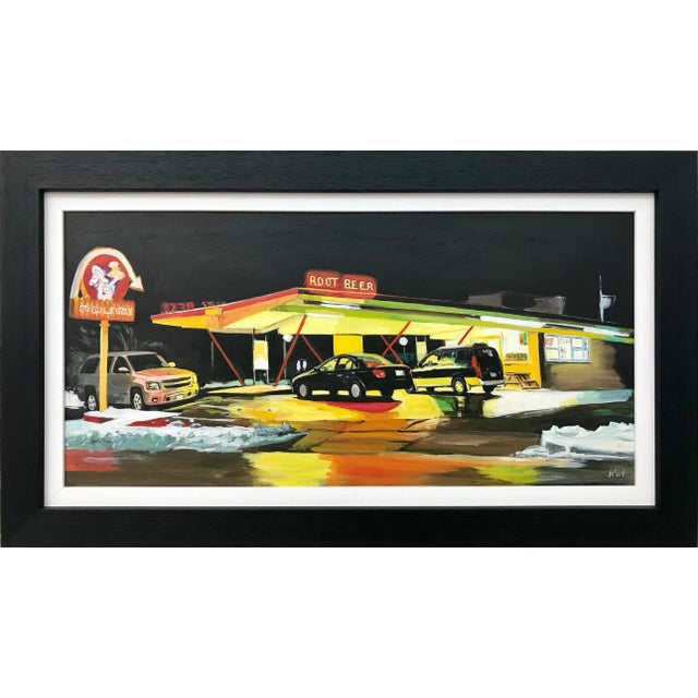 Route 66 Root Beer American Gas Station Painting - Unique Original Art by British Contemporary Artist, 2012 For Sale - Image 6 of 6