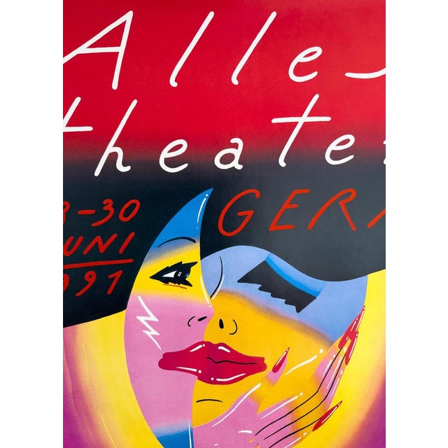 Original Vintage Alles Theater Gera Poster by Roman Kalarus, 1991 For Sale - Image 4 of 10