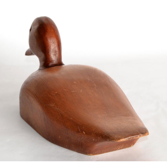 Mid-20th Century Handmade Solid Wood Blue Bill Scaup Duck Arts & Crafts Period For Sale - Image 9 of 17