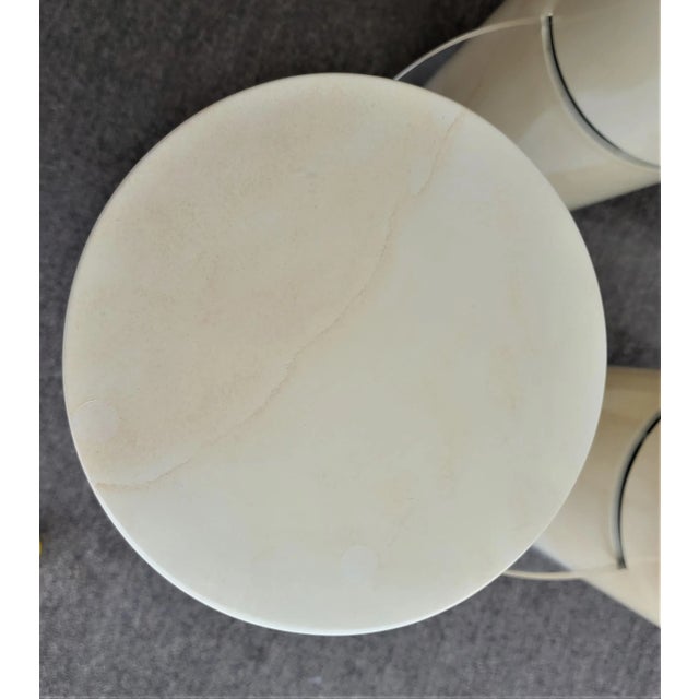 Plastic Karl Springer Style Dining Table Base or Display Stands Faux Goatskin For Sale - Image 7 of 11