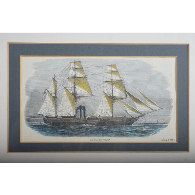 H. M. Steam-Ship Tiger, Hand-Tinted Lithograph, 1854, Framed For Sale - Image 3 of 8