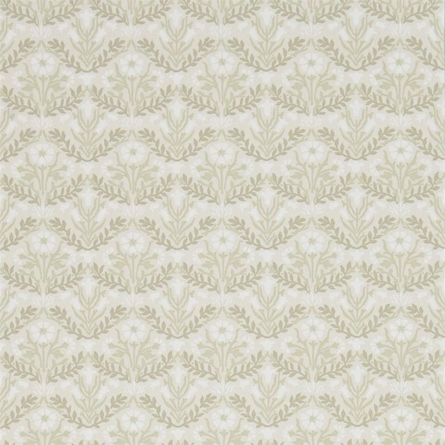 Morris & Co Morris Bellflowers Wallpaper in Manilla/Olive - a Sample For Sale