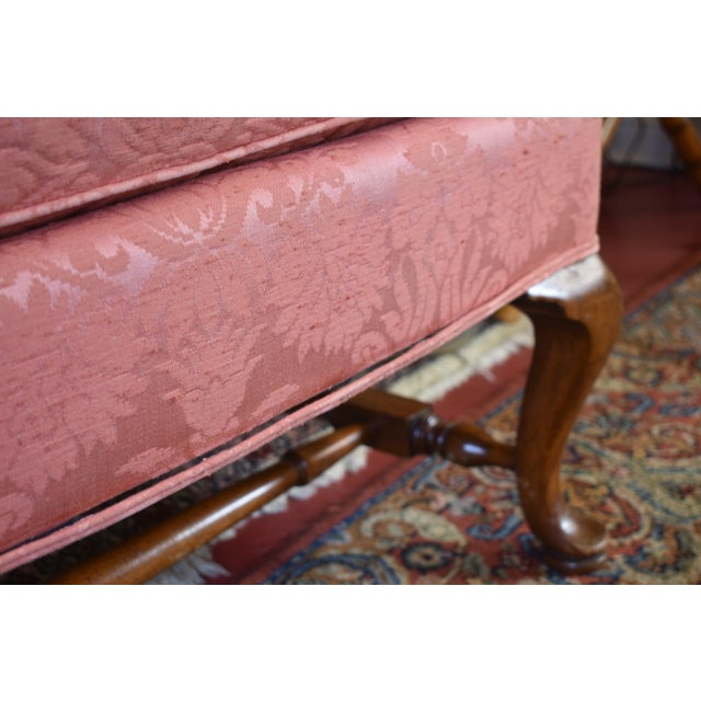 Rose Queen Anne Baker Style Wingback Chairs For Sale - Image 8 of 10