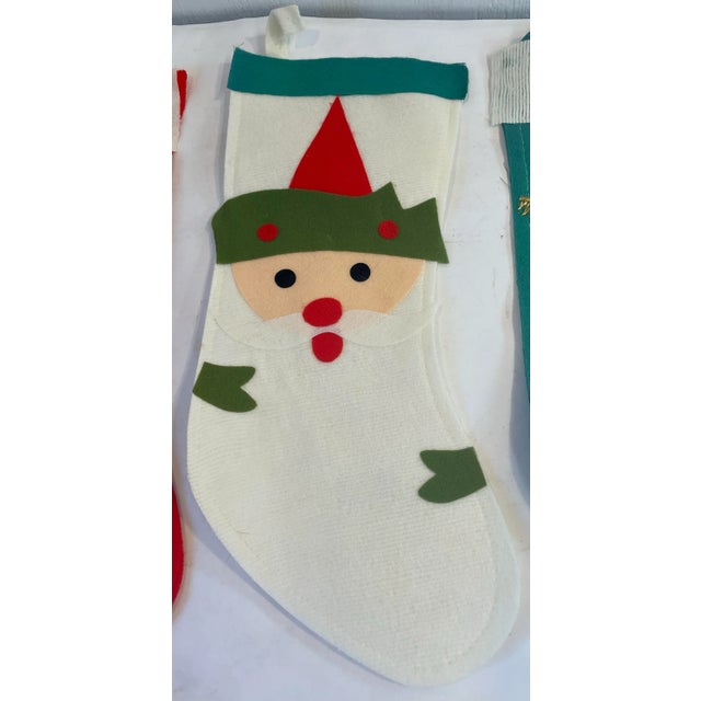 Vintage Appliquéd Holiday Stockings - Set of 4 For Sale - Image 4 of 7