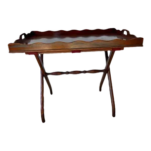 Antique Folding Flame Mahogany Inlaid Butler’s Tray Table.