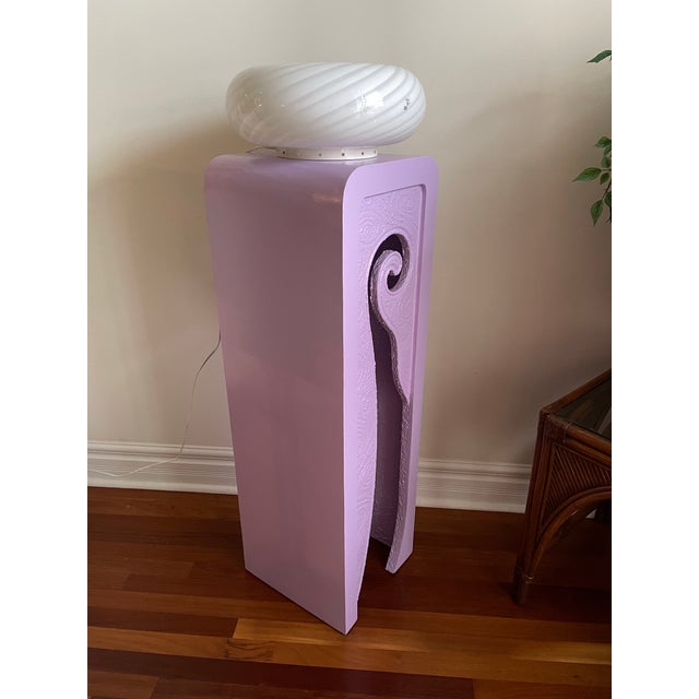 1980s 1980s Postmodern Sculptural Waterfall Pedestal With Cast Plaster Relief For Sale - Image 5 of 9