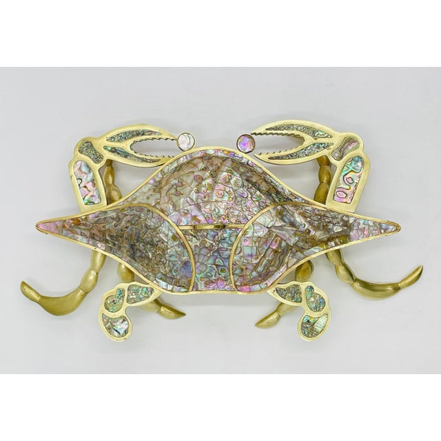 1960s Rare Los Castillo Taxco "Crab" Abalone & Brass Jewelry Box, Mexican Silversmith For Sale In Los Angeles - Image 6 of 18