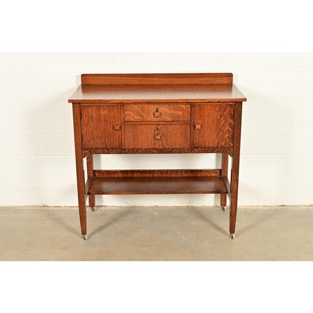 A gorgeous antique Mission or Arts & Crafts sideboard, buffet server, or bar cabinet In the manner of Stickley Brothers By...