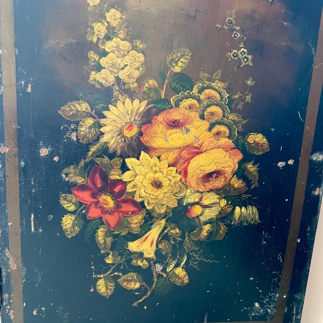 Victorian Black Ebonised Pine Cabinet with Hand‑painted Floral Decoration For Sale - Image 4 of 7