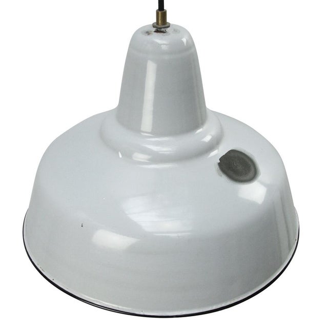 Industrial Vintage Industrial Dutch Grey Enamel Hanging Lamp from Philips For Sale - Image 3 of 6