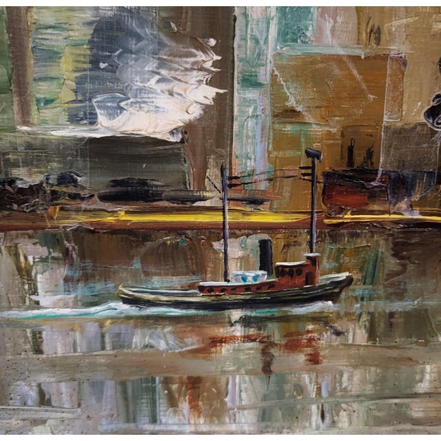 1970s Vintage 20th C Framed Chicago Cityscape Impressionistic Oil Painting by Sheridan For Sale - Image 5 of 10