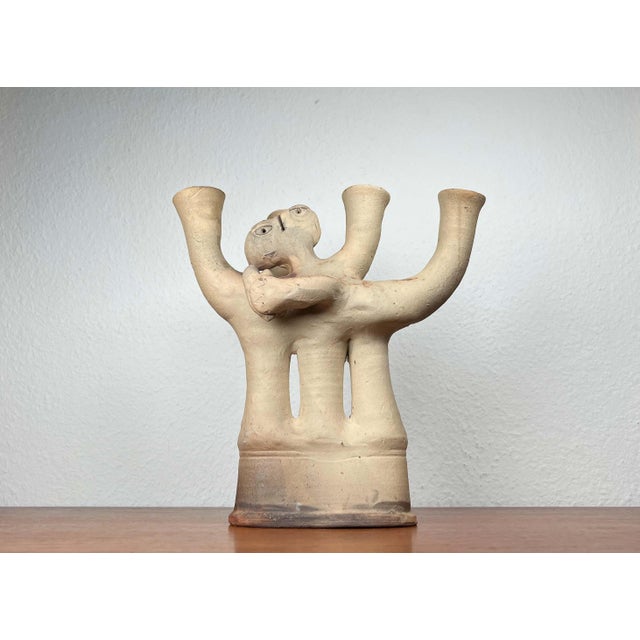 German Studio Pottery Sculptural Candleholder from Hans Fischer, 1980s, in Very Good conditions. Designed 1980 to 1989...