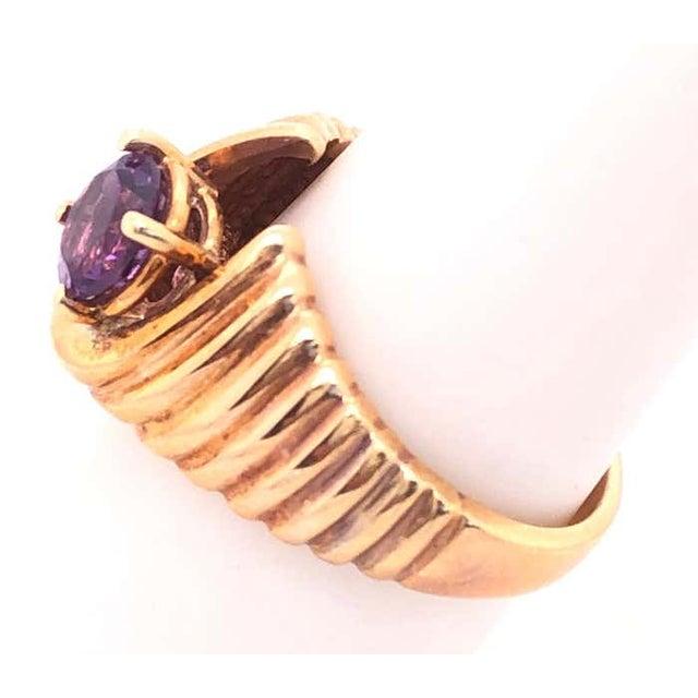 2010s 14 Karat Yellow Gold With Center Amethyst Dome Fashion Ring For Sale - Image 5 of 6