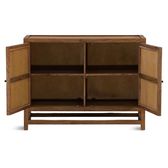 Contemporary Coconut Rattan Two-Door Sideboard Credenza For Sale - Image 3 of 7