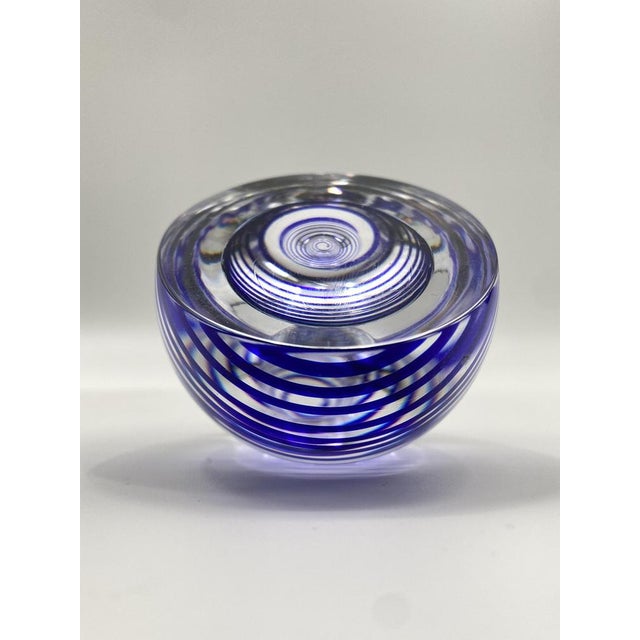 Blue Glass Art Object / Paperweight from Studio Åhus, Sweden, 1991 For Sale - Image 8 of 18