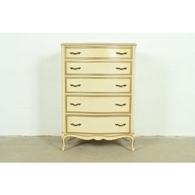 Drexel French Provincial Louis XV Cream Lacquered Highboy Dresser, 1956 For Sale - Image 13 of 13