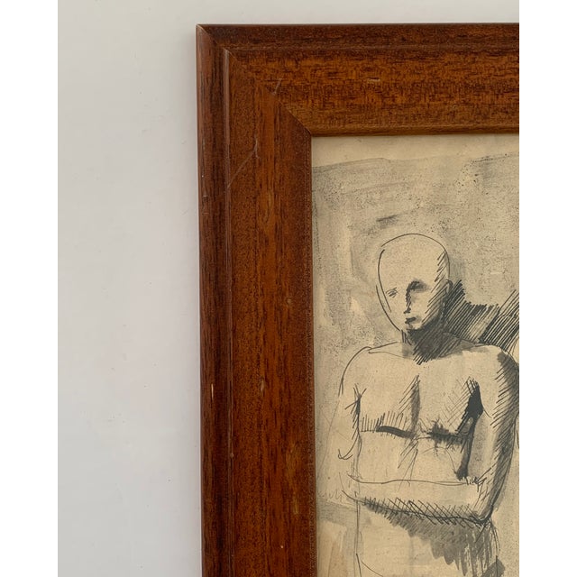 1962 Original French Figure Drawing Unsigned For Sale - Image 4 of 8