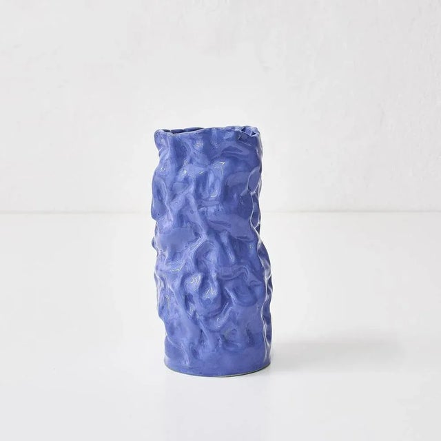 Contemporary Wrinkled Blue Vase by Siup Studio For Sale - Image 3 of 6
