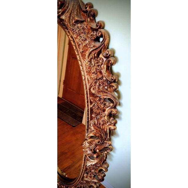 Mid 20th Century Mid Century Gold Acanthus Leaf Oval Wall Mirror For Sale - Image 5 of 8