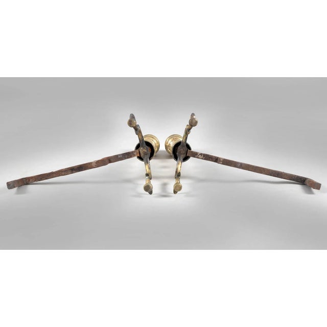 Early 19th Century American 19th Century Brass Andirons- a Pair For Sale - Image 5 of 6