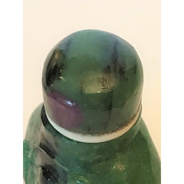 Dark Green Vintage Ruby in Zoisite Bottle With Liu Hai and the Three Legged Toad For Sale - Image 8 of 12