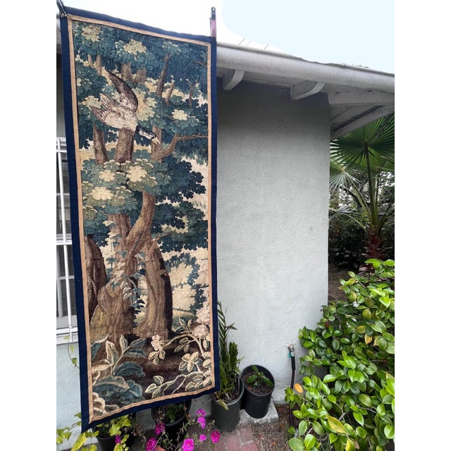 Traditional 18th Century Verdure Tapestry With Duck Flying For Sale - Image 3 of 14
